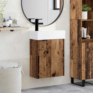 vidaXL Badkamermeubel met kraan Oud hout 45,5 x 22,5 x 84 cm, Huis en Inrichting, Verzenden, Nieuw