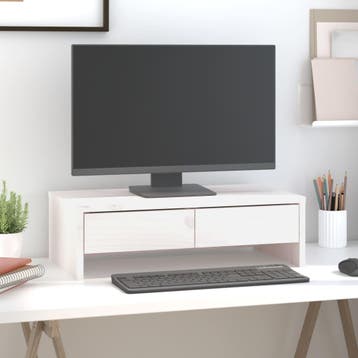 vidaXL Monitorstandaard 50x27x15 cm massief grenenhout wit, Verzenden, Nieuw