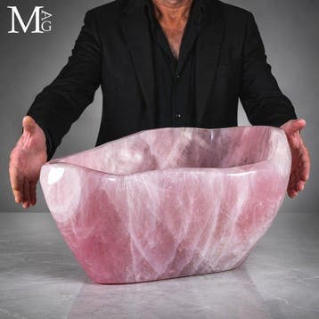 Massieve Monolithische Roze Kwarts Wastafel Prachtige