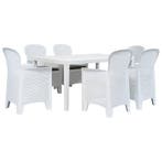 vidaXL 7-delige Tuinset rattan-look kunststof wit, Tuin en Terras, Tuinsets en Loungesets, Verzenden, Nieuw, Tuinset, 6 zitplaatsen