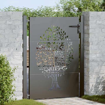 vidaXL Tuinpoort 110 x 130 cm Poedergecoat staal Zwart, Verzenden, Nieuw
