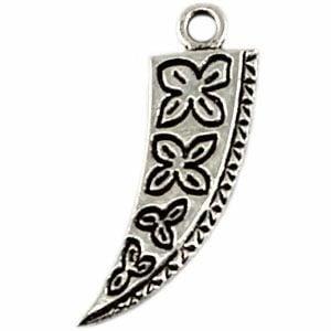 1 x Metaal Bedel Haaientand Large 32x10 mm Antiek Zilver, Ophalen of Verzenden, Nieuw, Bedel