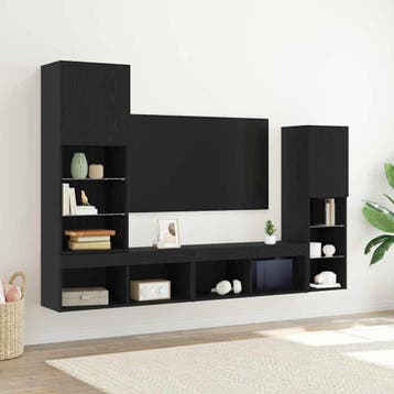 vidaXL TV-kast 4 st Zwart eiken Bewerkt hout, Minder dan 50 cm, Verzenden, Nieuw, Minder dan 100 cm