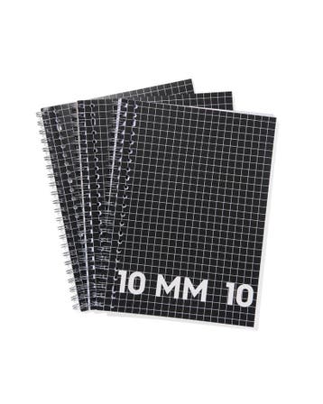 HEMA Collegebloks zwart A4 geruit 10mm - 3 stuks, Verzenden, Nieuw