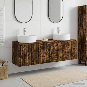 vidaXL Badkamerkastenset 3 st Gerookt eiken 49,5 x 44,5 x 65, Verzenden, Nieuw