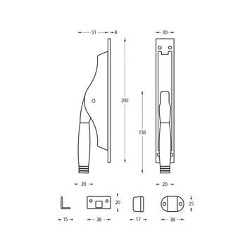 Intersteel pomp-espagnolet Ton 222 - nikkel mat/ebbenhout, Verzenden, Nieuw