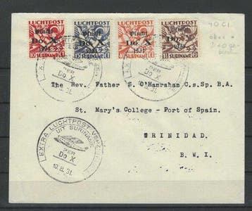 Suriname 1931 - Luchpost Vlucht Do-X brief naar Trinidad -, Gestempeld