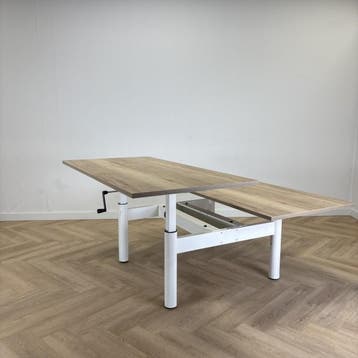 Gispen duo slingerbureau, 160x80 cm per werkplek, natuur, Gispen, Gebruikt, Ophalen of Verzenden, Wit