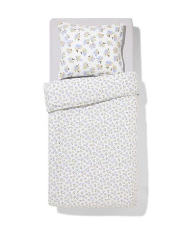 HEMA Dekbedovertrek 140x200/220cm zacht katoen bloemen, Verzenden, Nieuw, Groen