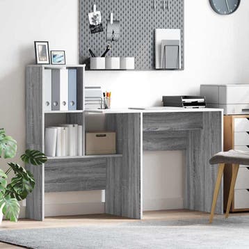 vidaXL Bureau Grijs Sonoma Bewerkt hout 131,5 x 50 x 106,5, Verzenden, Nieuw