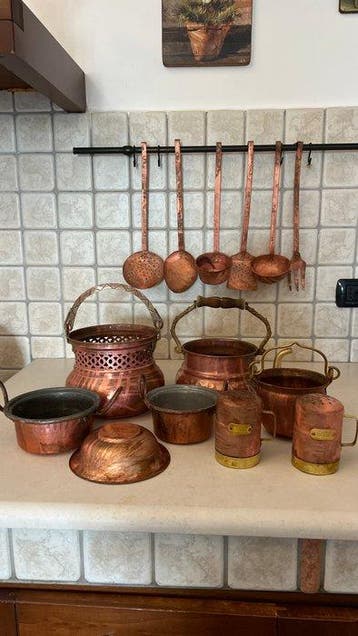 Kookpottenset (15) - Koper, Messing, Tin