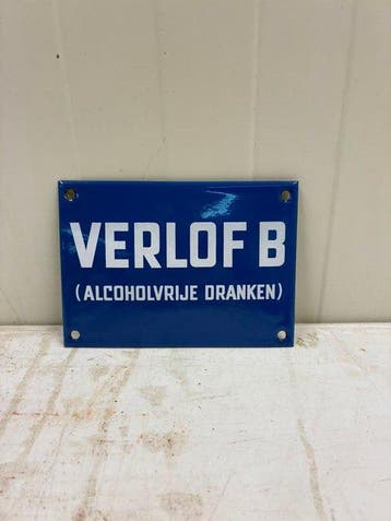Verlof B Alcoholvrije Dranken – Klein Nederlands Emaille, Antiek en Kunst