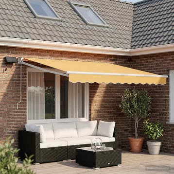 vidaXL Handbediende luifel met LEDs Zand 100% Polyester en, Verzenden, Nieuw