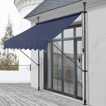 Klem zonwering Stem luifel uitschuifbaar donkerblauw 400x120, Verzenden, Nieuw
