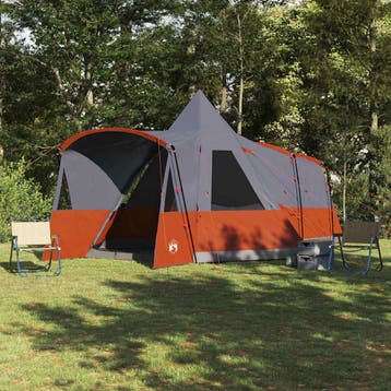 vidaXL Teepee Tent 8-Persoon 8-persoons Grijs en Oranje, Verzenden, Nieuw, Tot en met 2