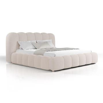 Gestoffeerd Bed Catania - 180x200 cm - Bouclé stof - Beige, Verzenden, Nieuw