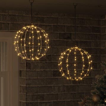 vidaXL Bal 2 st Warmwit 30 x 30 x 32 cm Metaal 192 LEDs, Diversen, Verzenden, Nieuw