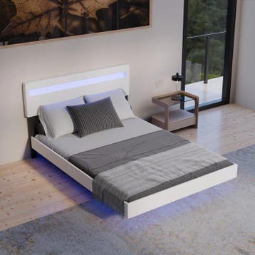 Zwevend Bed Lissabon - 140x200cm - Kunstleer - Incl. LED - W, Verzenden, Nieuw