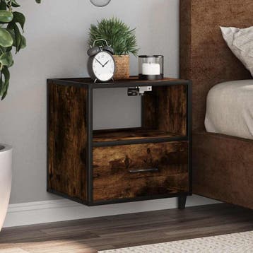 vidaXL Nachtkastje wandgemonteerd 40x31x39,5 cm gerookt, Verzenden, Nieuw, Hout
