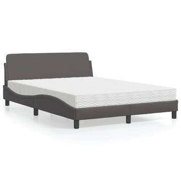 vidaXL Bed met matras Dover kunstleer grijs 120x200 cm, Overige materialen, Verzenden, Nieuw, Twijfelaar