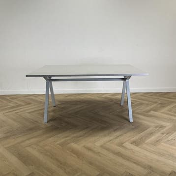 vergadertafel - kantinetafel , 160x120 cm, licht grijs, Ophalen of Verzenden, Gebruikt, Bureau