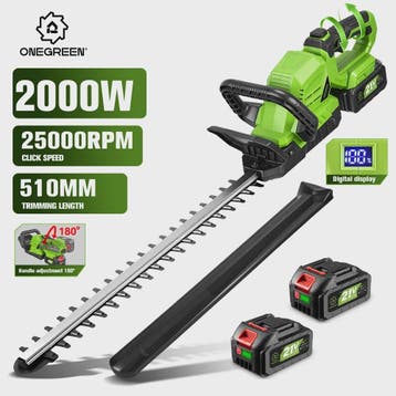ONEGREEN 2000W Accu Heggenschaar - 510mm Snoeimes, 180° Vers, Verzenden, Nieuw