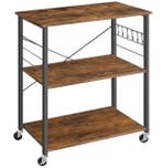 Keukentrolley met 3 Planken – Hout, Metaal en Wielen, Verzenden, Nieuw