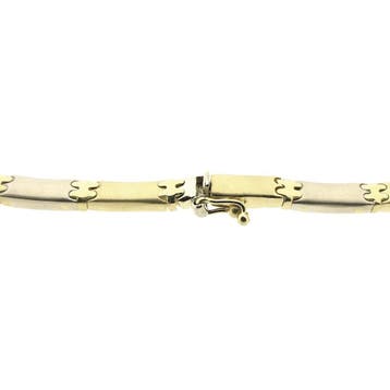 Bicolor gouden gematteerde schakelcollier (Ketting), Sieraden, Tassen en Uiterlijk, Kettingen, Ophalen of Verzenden, Gebruikt
