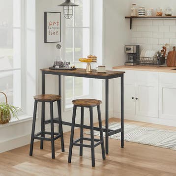 Industriële Bartafel Set met 2 Barkrukken - Bruin, Verzenden, Nieuw