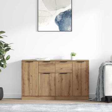 vidaXL Dressoirs 2 st Artisan Eiken 60 x 30 x 70 cm Bewerkt, Verzenden, Nieuw, 50 tot 100 cm, 25 tot 50 cm