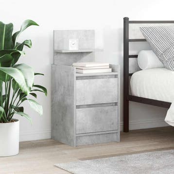 vidaXL Nachtkastje met 2 lades 38x34x80 cm betongrijs, Verzenden, Nieuw, Hout