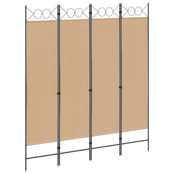 vidaXL 4-panelen roomdivider Beige 160 x 180 cm Stof, Verzenden, Nieuw