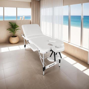3 zones massagetafel Phuket, draagtas, aluminiumframe - wit, Sport en Fitness, Verzenden, Nieuw