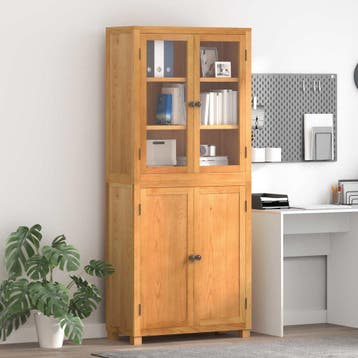 vidaXL Opslagmeubel Set met plank 2 st Naturel Massief, Verzenden, Nieuw