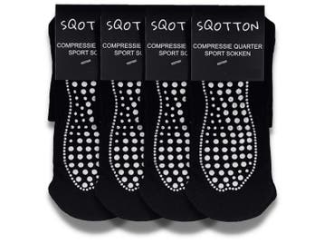 4 paar Compressie Quarter Sportsokken - Antislip - Zwart, Kleding | Heren, Sokken en Kousen, Verzenden, Nieuw