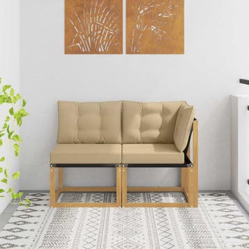 vidaXL 2 st Outdoor Midden- en Hoeksalon Wit, Verzenden, Nieuw, 2 zitplaatsen