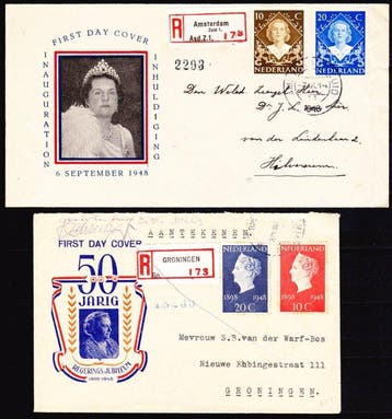 Nederland 1948 - 2 Voorloper FDCs, Gestempeld