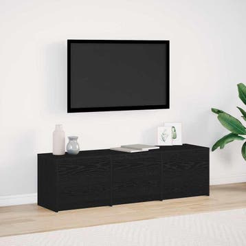 vidaXL TV-kast met LED Zwarte Eik 140 x 34 x 40 cm, Minder dan 50 cm, Verzenden, Nieuw, Minder dan 100 cm