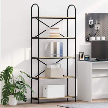 vidaXL Boekenkast 5-laags 80 x 30 x 183 cm Bewerkt hout, Huis en Inrichting, Kasten | Boekenkasten, Minder dan 50 cm, Verzenden