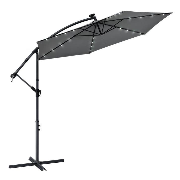 Parasol Brazil - 3,0 m - Incl. LED - donkergrijs, Tuin en Terras, Parasols, Nieuw, Verzenden