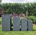 Plantenbak Fiberclay 40x40x80 cm Deluxe, Tuin en Terras, Verzenden, Nieuw