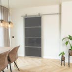 Stalen Schuifdeur - Kiezelgrijs - 4 Vlaks - Rookglas, Doe-het-zelf en Verbouw, Kozijnen en Schuifpuien, 75 tot 150 cm, Nieuw, 150 tot 225 cm