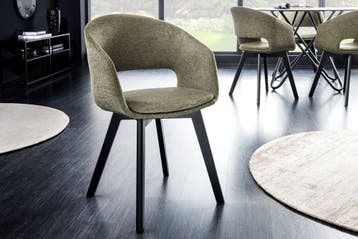 Design stoel NORDIC STAR groene structuurstof houten poten -, Huis en Inrichting, Ophalen of Verzenden, Nieuw