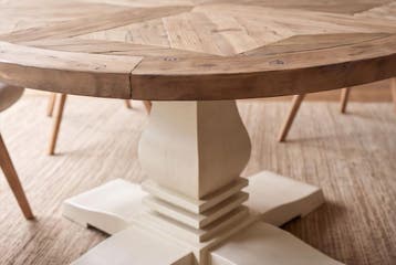 Eettafel HAMPTONS 120cm rond gerecycled grenen licht bruin, Ophalen of Verzenden, Nieuw