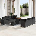 vidaXL Tuin Sofa Set met kussen met opslag 11 pcs Zwart poly, Tuin en Terras, Tuinsets en Loungesets, Verzenden, Nieuw, Rotan