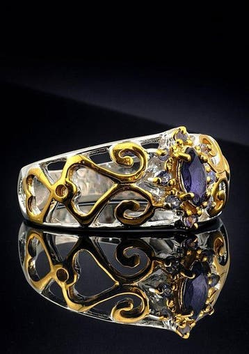 Loliet - Zilver - Ring - Gouden volutenwerk, Antiek en Kunst