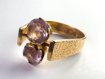 Ring - 18 karaat Geel goud - 1.40ct. tw. Amethist, Sieraden, Tassen en Uiterlijk, Ringen, Nieuw