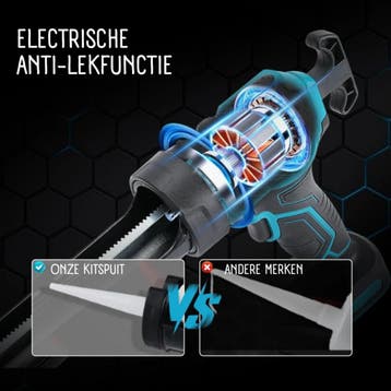 Kitspuit kitpistool 18V met led en garantie, Verzenden, Nieuw