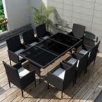 vidaXL 9-delige Tuinset met kussens poly rattan zwart, Tuin en Terras, Tuinsets en Loungesets, Verzenden, Nieuw, 8 zitplaatsen