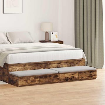 vidaXL Bedlades Gerookt eiken 140 x 36,5 x 16,5 cm Bewerkt, Verzenden, Nieuw, Hout, Minder dan 45 cm